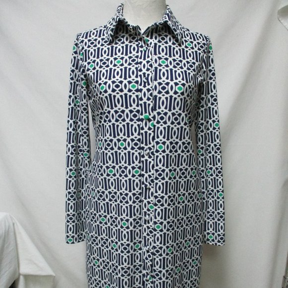 Jude Connally knit button collared dress knee Md